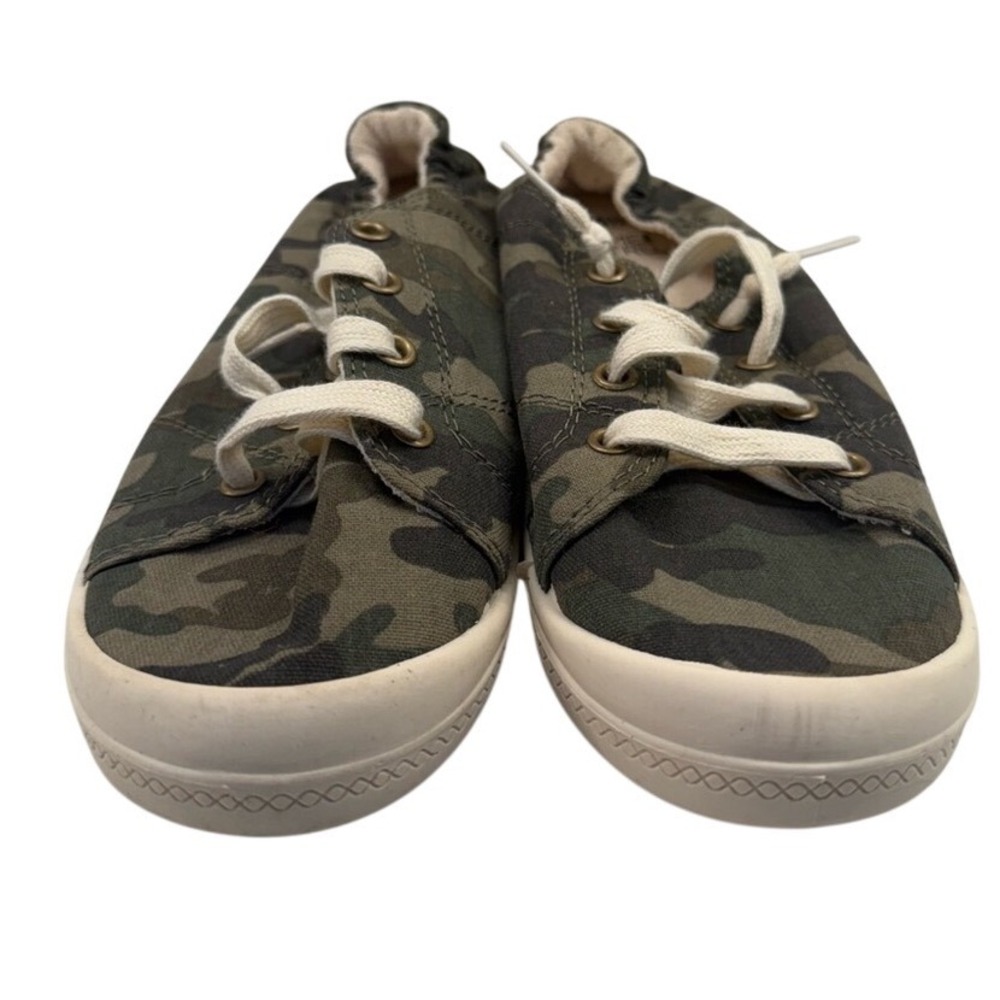 Time and Tru Camo Slip On Sneakers Memory Foam‎ Green Brown Camouflage Shoes 6.5